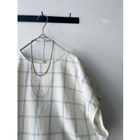 prit 30/1綿麻ウィンドウペンチェック スリーブレスヒモワイドプルオーバー