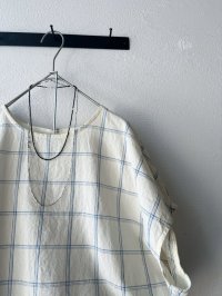 prit 30/1綿麻ウィンドウペンチェック スリーブレスヒモワイドプルオーバー