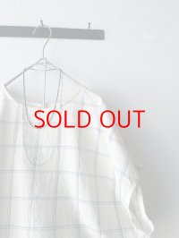 *sale50%off* prit 30/1綿麻ウィンドウペンチェック スリーブレスヒモワイドプルオーバー