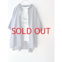 *sale30%off* prit 50/1綿麻ブロード ５分袖スタンドカラークレリックワイドシャツ