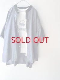 *sale30%off* prit 50/1綿麻ブロード ５分袖スタンドカラークレリックワイドシャツ