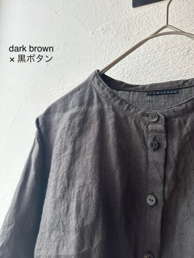 画像24: Luminaes 手染めリネン ７分袖ワイドシャツワンピース