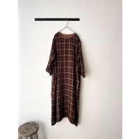 Vlas Blomme Linen Gauze Check ドレス