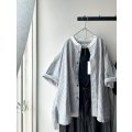 *sale30%off* prit ポプリンワッシャーチェック ５分袖スタンドカラークレリックワイドシャツ