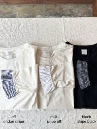 nouvelles du paradis トロワ天竺　袖口フリルストライプ【クリックポスト（185円）発送可能】