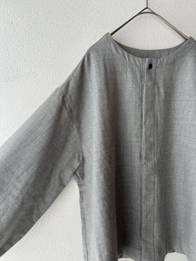 画像5: prit 2/48ウール綾織 ノーカラーブラウス