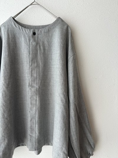 画像9: prit 2/48ウール綾織 ノーカラーブラウス