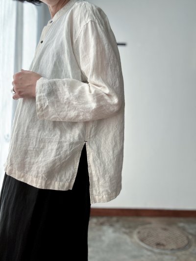 画像1: Luminaes 60コルトレイクリネン カバーシャツ