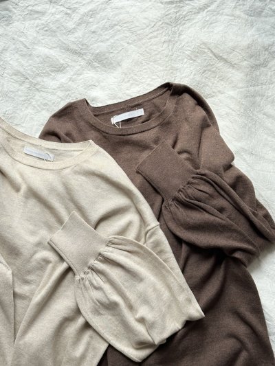 画像1: NATURAL LAUNDRY 綿ウールカシミヤ ギャザープルオーバー