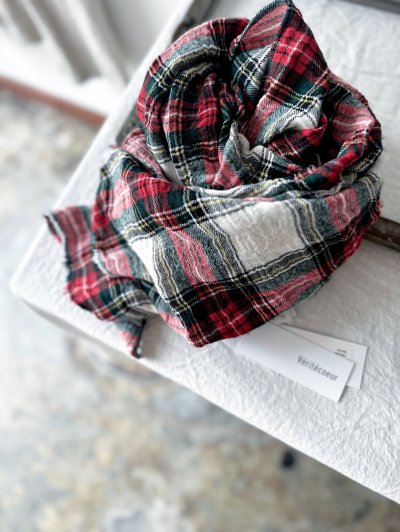 画像1: Véritécoeur Checked Gauze Stole