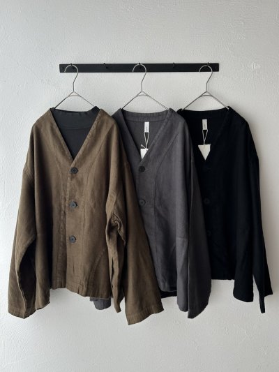 画像1: prit 25/1フレンチリネンツイル起毛 ノーカラージャケット