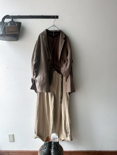 画像7: Luminaes 綿麻千鳥 バイカラーロングシャツ