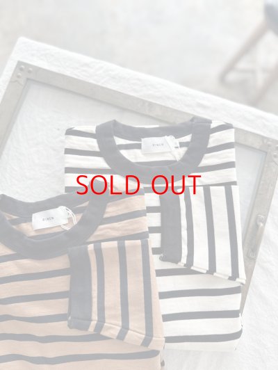 画像1: RINEN 24/1引き揃え度詰め天竺ボーダー クルーネック