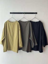 prit 40/1ネルモールスキン 7分袖ボトルネックプルオーバー