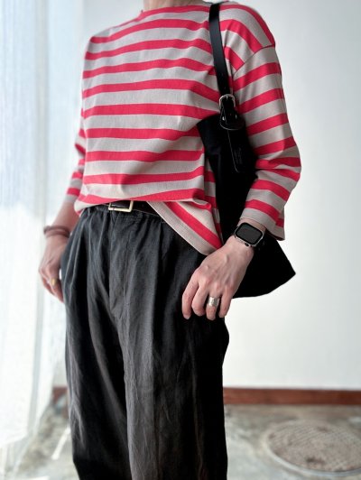 画像2: nouvelles du paradis ヴァン天竺ボーダー　8分袖プルオーバー