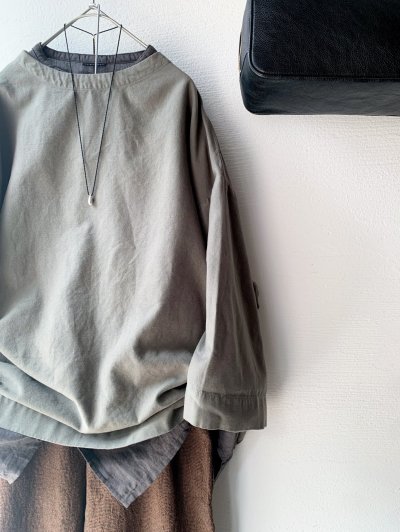 画像1: prit 40/1ネルモールスキン 7分袖ボトルネックプルオーバー