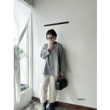 Luminaes 綿麻千鳥 バイカラーロングシャツ