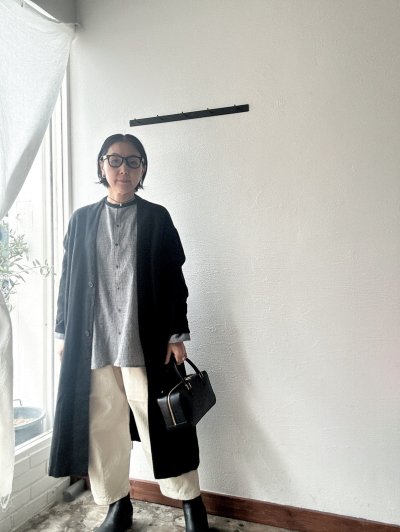 画像1: prit 25/1フレンチリネンツイル起毛 ノーカラーコート