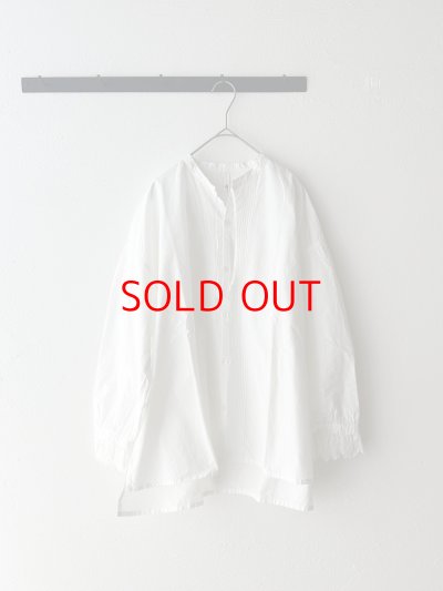 画像1: grin コットンリネンダンプ ピンタックシャツ【クリックポスト（185円）発送可能】