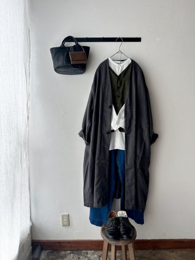 画像2: prit 25/1フレンチリネンツイル起毛 ノーカラーコート