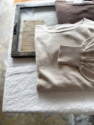 画像1: NATURAL LAUNDRY 綿ウールカシミヤ ギャザープルオーバー