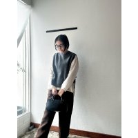 prit 2/15ラムウール7G片畦編み サイドリボンベスト