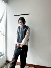 prit 2/15ラムウール7G片畦編み サイドリボンベスト