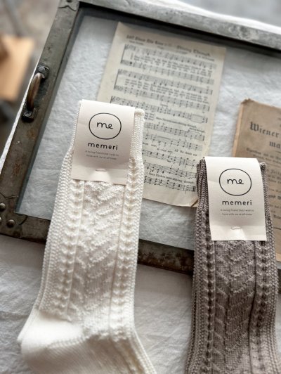 画像2: memeri ウールコットンケーブルソックス【1足までクリックポスト可】