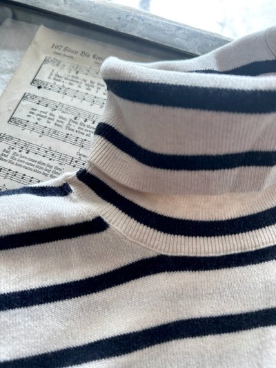 画像3: nouvelles du paradis ムーコットン ボーダータートルニット