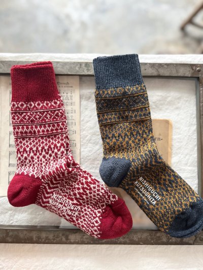 画像6: NISHIGUCHI KUTSUSHITA ウールジャガードソックスS(23~25cm) 