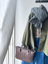 prit 甘撚ドビースエード起毛 ネルカラー裾ヒモショートブルゾン