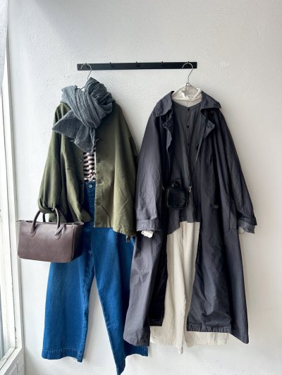 画像2: prit 甘撚ドビースエード起毛 ネルカラー裾ヒモショートブルゾン