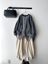 prit 2/15ラムウール5G天竺編み Vネックワイドカーディガン