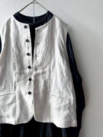 画像1: Luminaes 起毛リネン クルーベスト