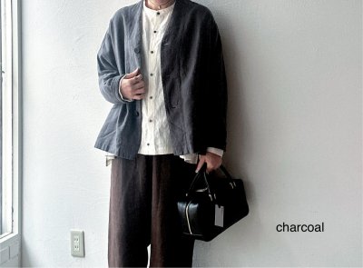 画像2: prit 25/1フレンチリネンツイル起毛 ノーカラージャケット