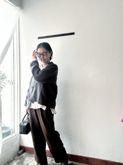 画像1: prit 25/1フレンチリネンツイル起毛 ノーカラージャケット