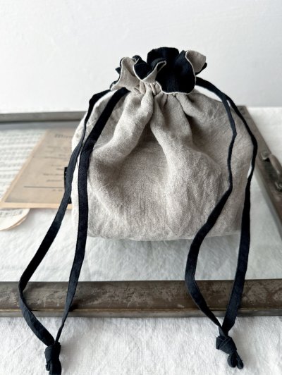 画像3: Luminaes 手染めリネン リバーシブル巾着 【クリックポスト発送可】