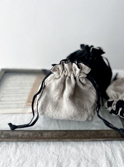 画像2: Luminaes 手染めリネン リバーシブル巾着 【クリックポスト発送可】