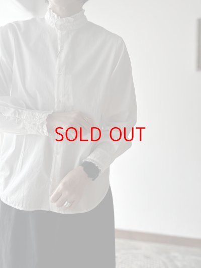画像1: *sale50%off* nouvelles du paradis ストライプクロス&アメリカンブロードクロス フリルブラウス【クリックポスト（185円）発送可能】