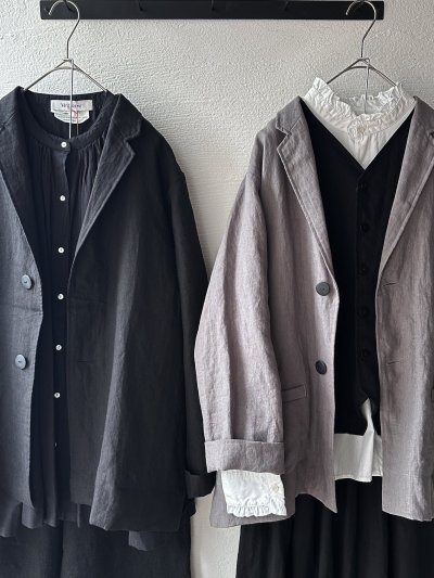 画像4: nouvelles du paradis ストライプクロス&アメリカンブロードクロス フリルブラウス【クリックポスト（185円）発送可能】