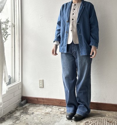 画像3: Luminaes 藍染リネンロングジャケット