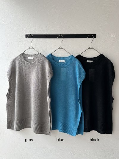 画像2: prit 2/24リネン7G天竺編み クルーネックベスト