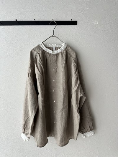 画像3: prit 60/1フレンチリネンキャンバス クレリックギャザーブラウス