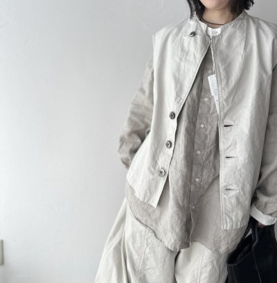 画像6: prit 60/1フレンチリネンキャンバス クレリックギャザーブラウス