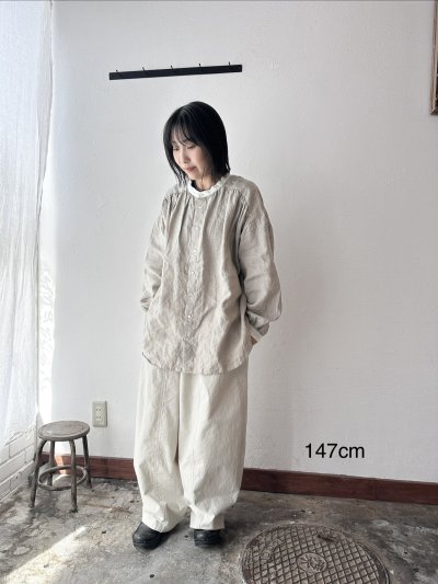 画像3: prit 60/1フレンチリネンキャンバス クレリックギャザーブラウス