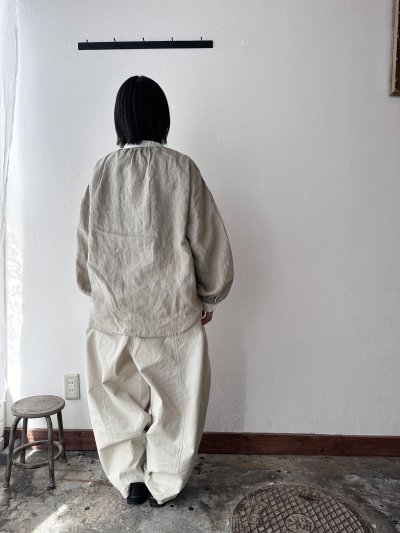 画像4: prit 60/1フレンチリネンキャンバス クレリックギャザーブラウス