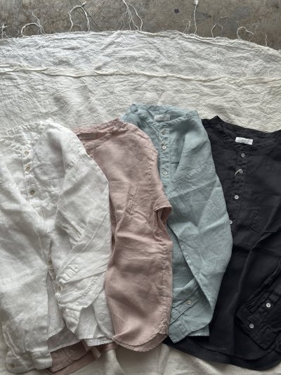 画像2: prit 60/1フレンチリネン バンドカラーワイドシャツ