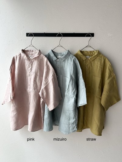 画像2: prit 60/1フレンチリネン 5分袖レギュラーカラーシャツ