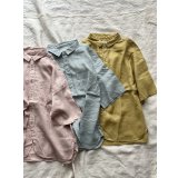 prit 60/1フレンチリネン 5分袖レギュラーカラーシャツ