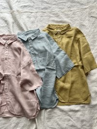 prit 60/1フレンチリネン 5分袖レギュラーカラーシャツ